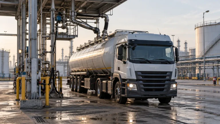 Бензовоз под наливом на нефтебазе